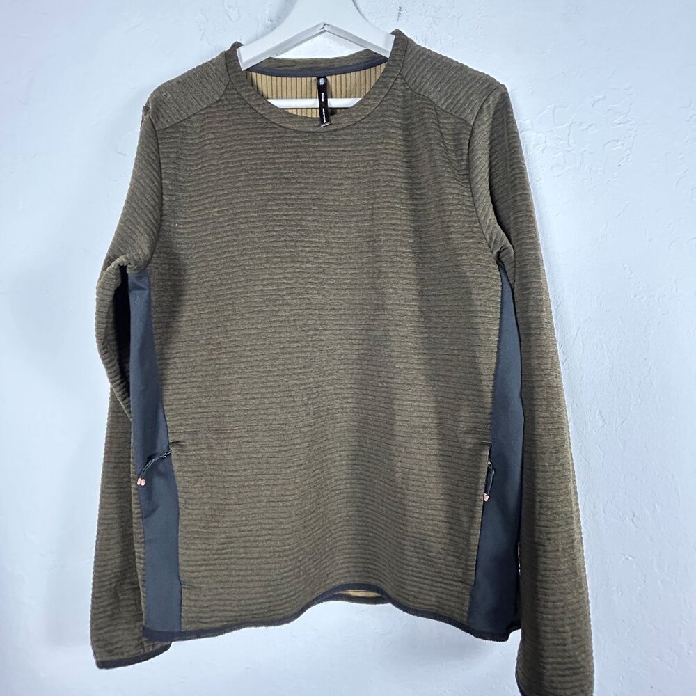 REI Active Pursuits Long Sleeve Crew Shirt Mens Medium Zip Pocket Olive Pullover